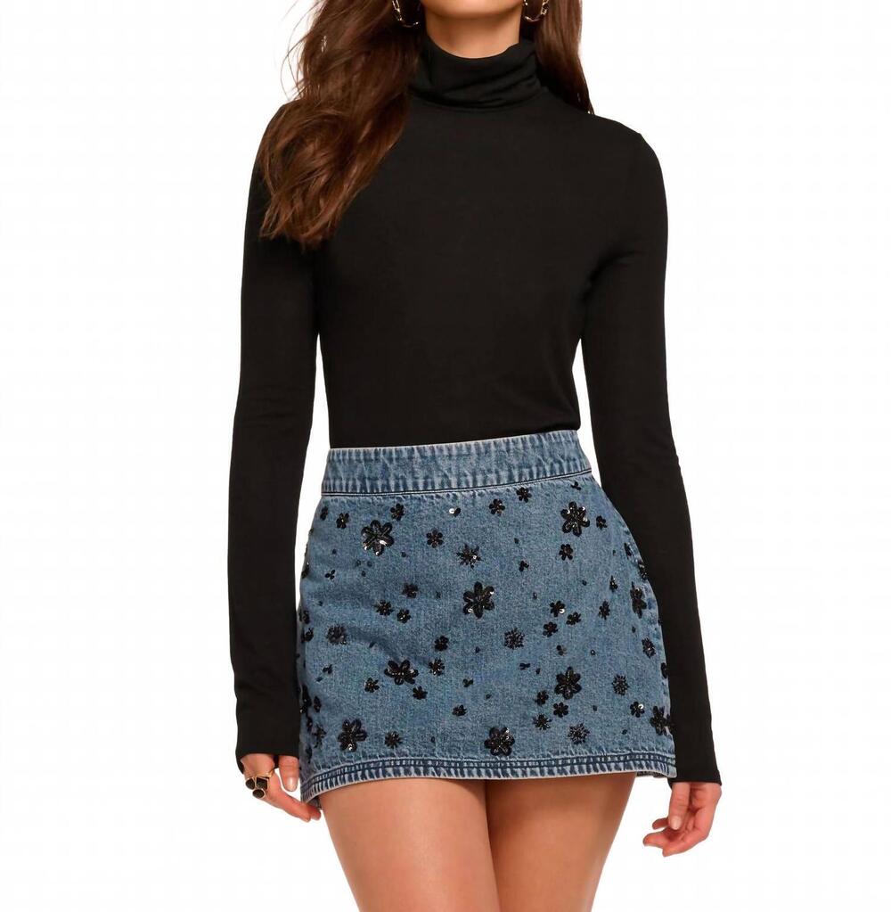 NEW RAMY BROOK sally skirt in floral bead denim